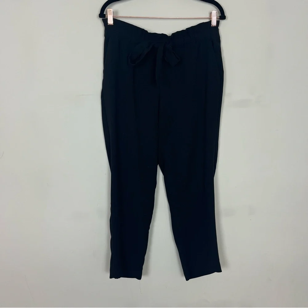 LOFT PULL ON ANKLE LENGTH PANTS TIE WAIST IN BLACK SIZE MEDIUM - Picture 7 of 13